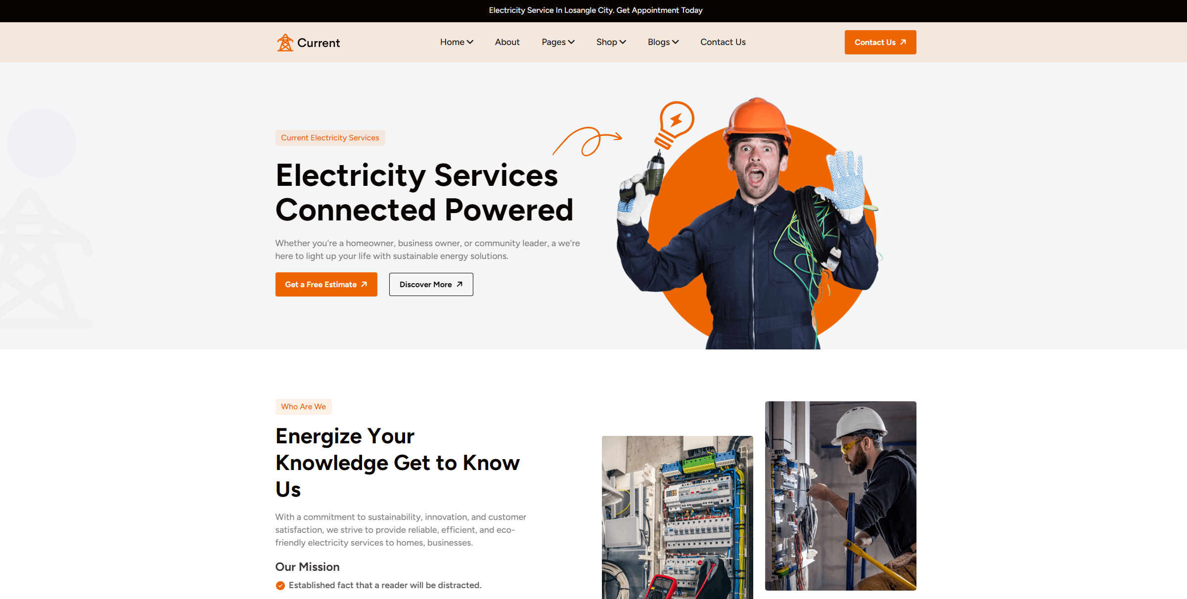Current – Electricity Services WordPress Theme