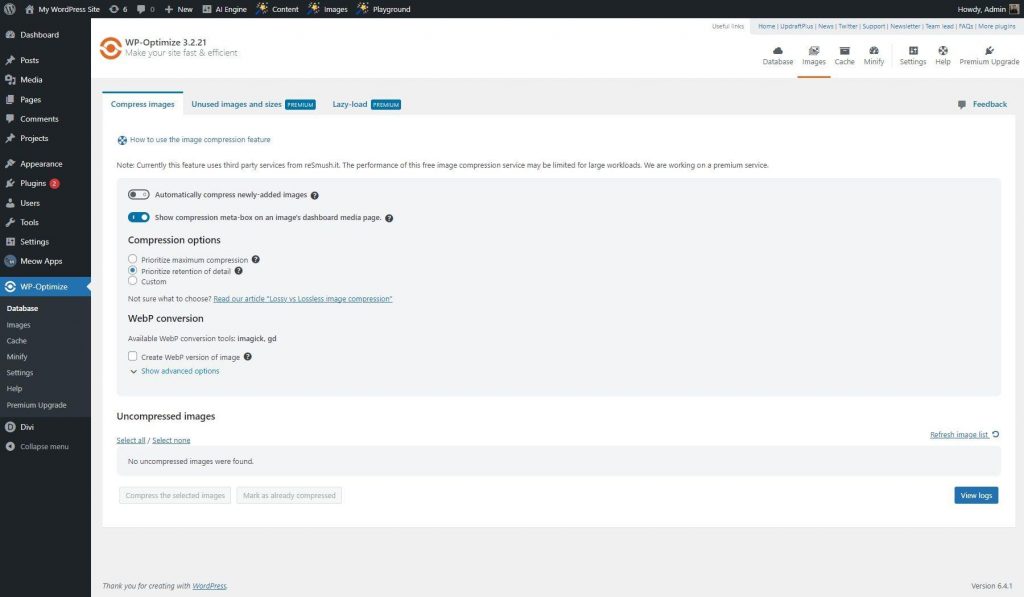 WordPress performance optimization before and after