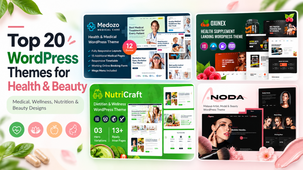 Top 20 WordPress Themes for Health & Beauty in 2026