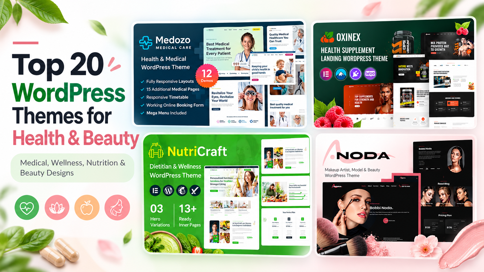 Top 20 WordPress Themes for Health & Beauty in 2026