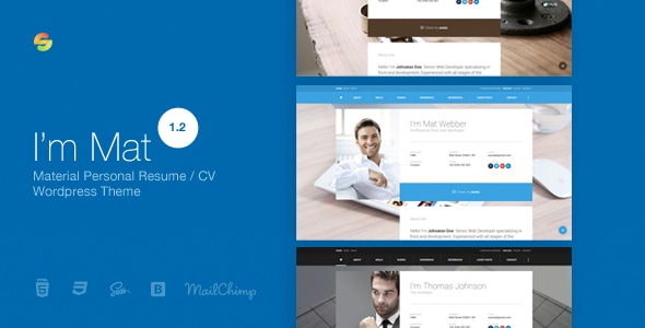 I am Mat – Material Personal Resume / CV vCard WordPress Theme