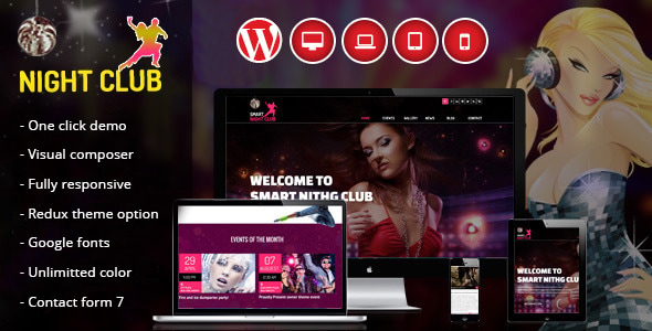 Night Club – One Page WordPress Theme For Parties