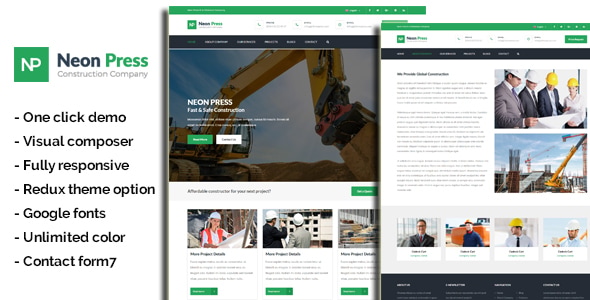 NeonPress – Business Construction WordPress Theme